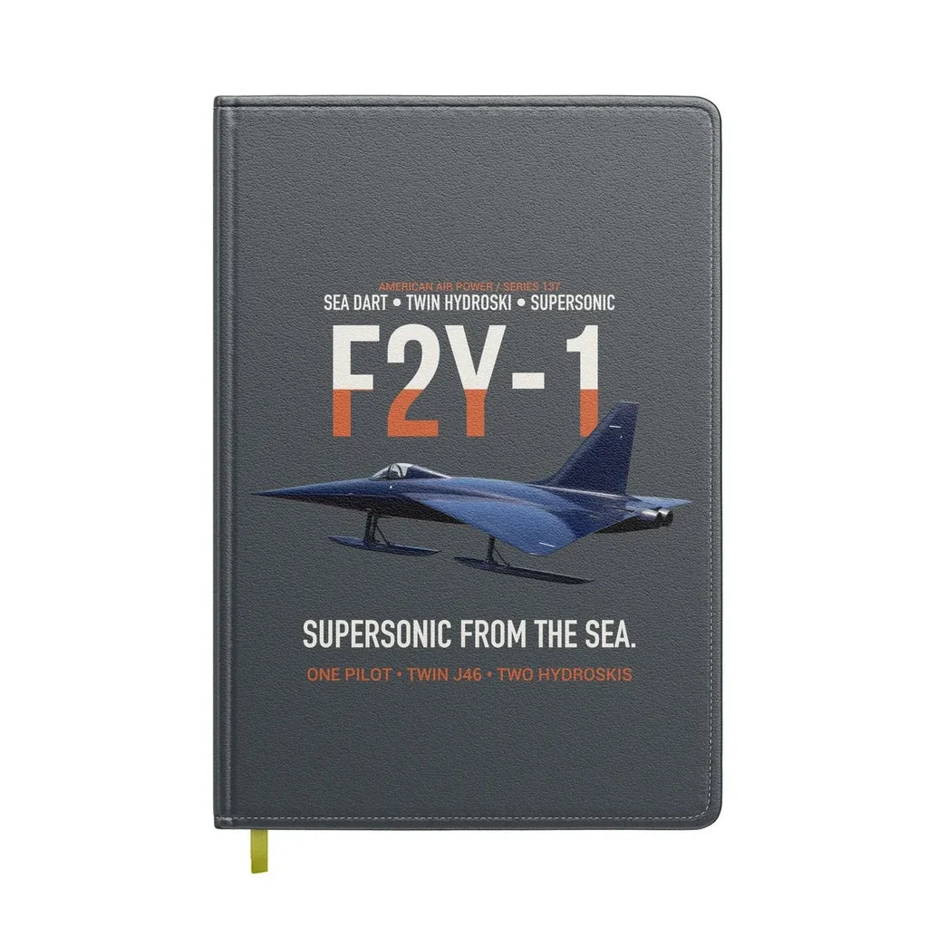 F2Y-1 Sea Dart Supersonic from the Sea design on gray notebook