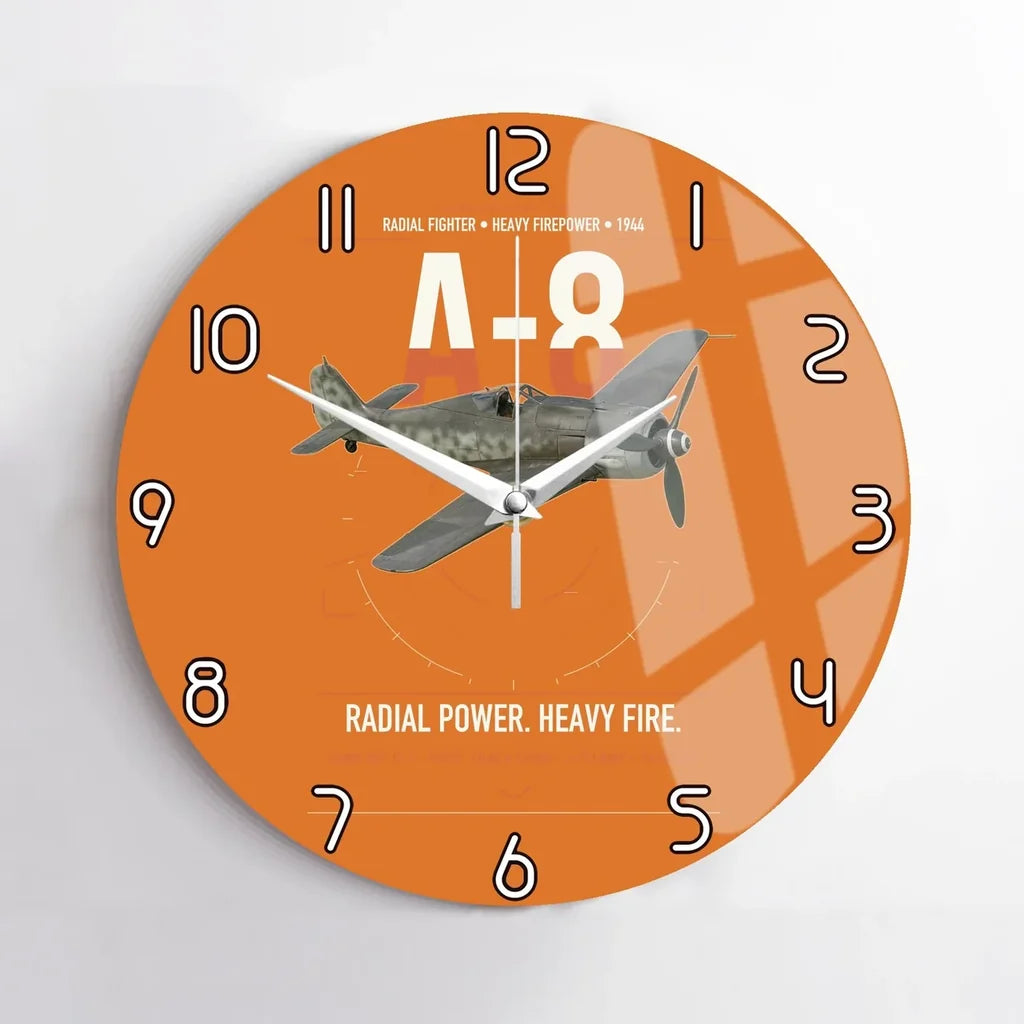 Focke-Wulf Fw 190A-8 design on orange no frame wall clock