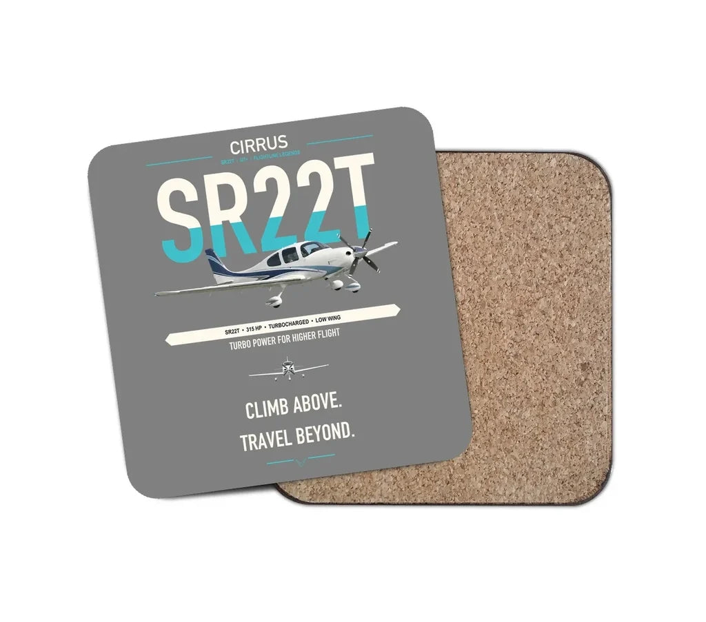 Cirrus SR22T design on gray 1 piece coaster