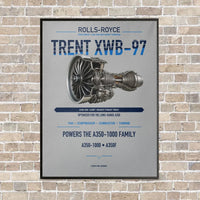 Thumbnail for TRENT XWB-97 vertical canvas print - framed - light gray background