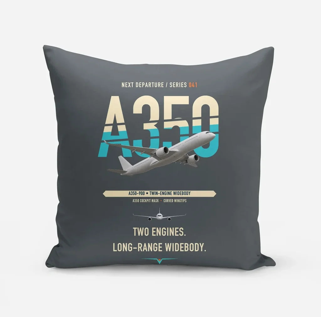 Airbus A350-900 design on gray pillow