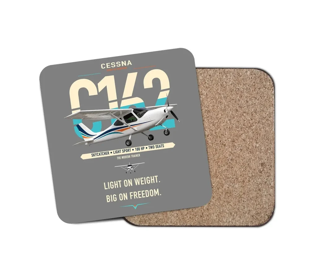Cessna 162 Skycatcher design on gray 1 piece coaster