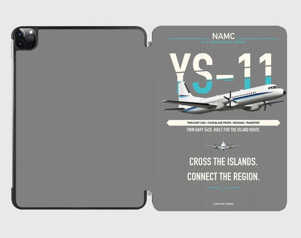 NAMC YS-11A design on gray ipad tablet case