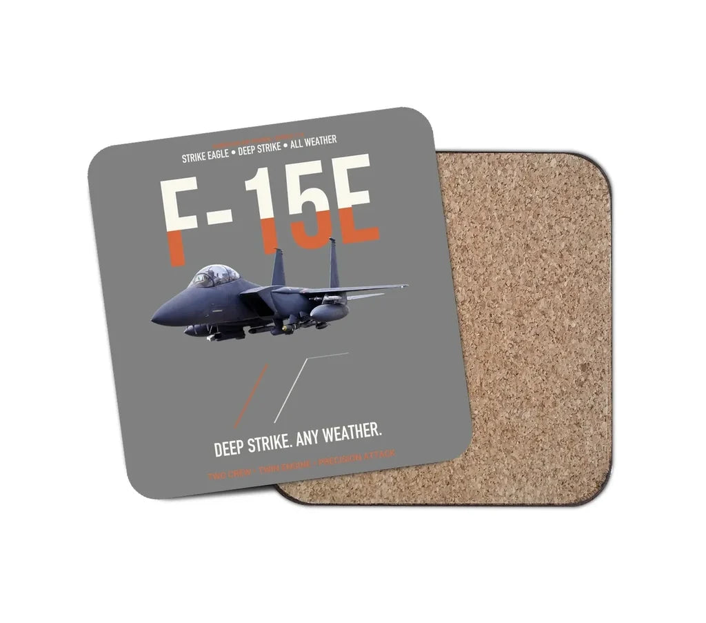 F-15E Strike Eagle Deep Strike Any Weather design on gray 1 piece coaster