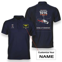 Thumbnail for Turkish Aerospace T625 Gökbey design on navy blue+name double-side polo t-shirt, double-side print