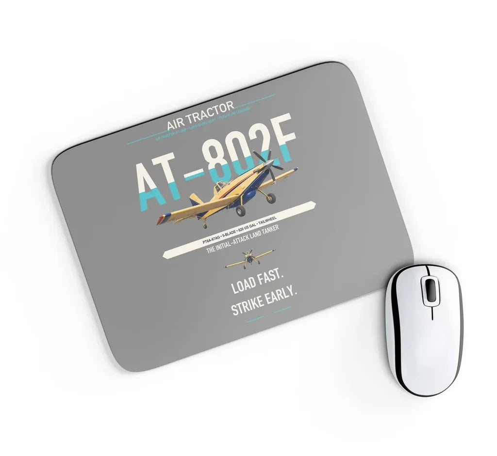 Air Tractor AT-802F design on gray rectangle mouse pad