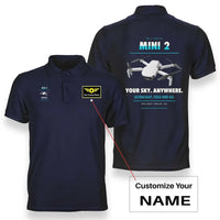 Thumbnail for DJI Mini 2 design on navy blue polo with custom name badge