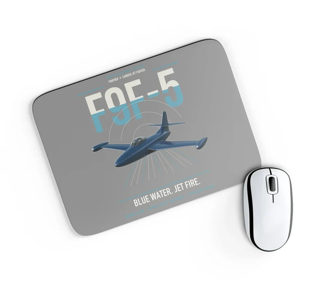 F9F-5 Panther design on gray rectangle mouse pad