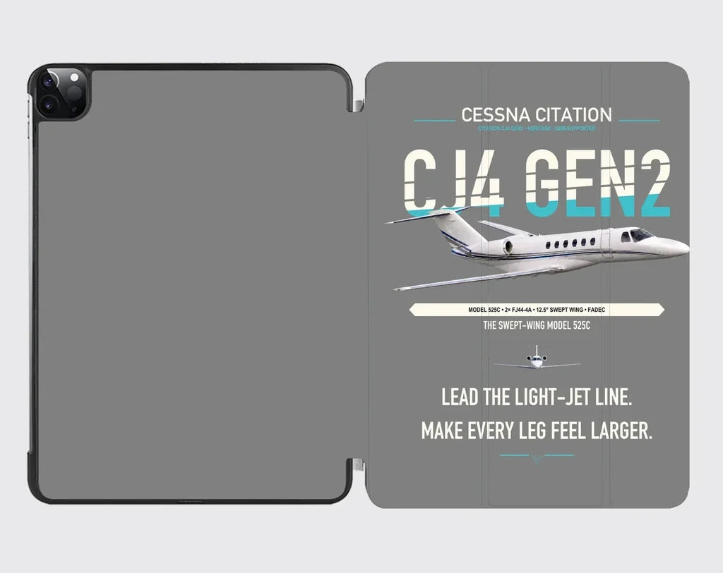 Cessna Citation CJ4 Gen2 design on gray ipad tablet case