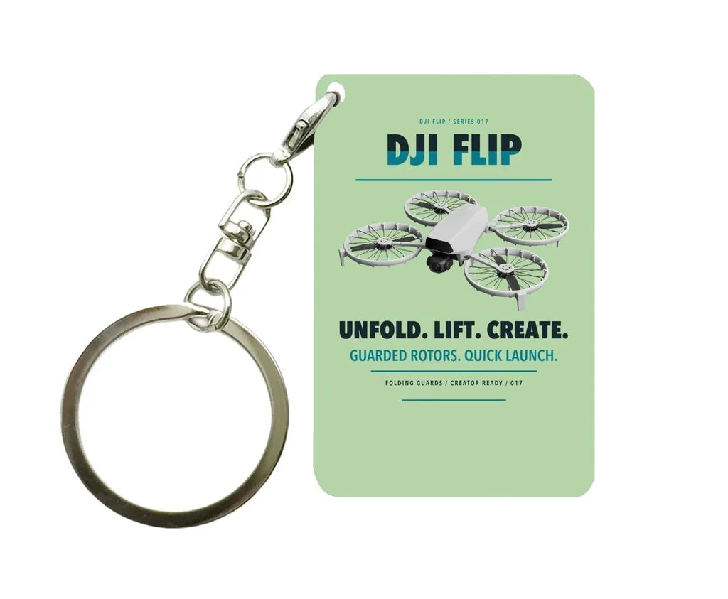 DJI Flip Key Chain design on light green key chain