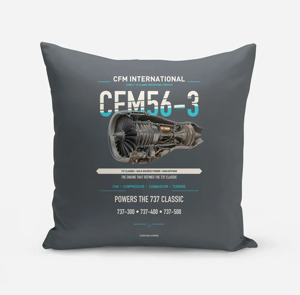 CFM56-3 design on gray pillow