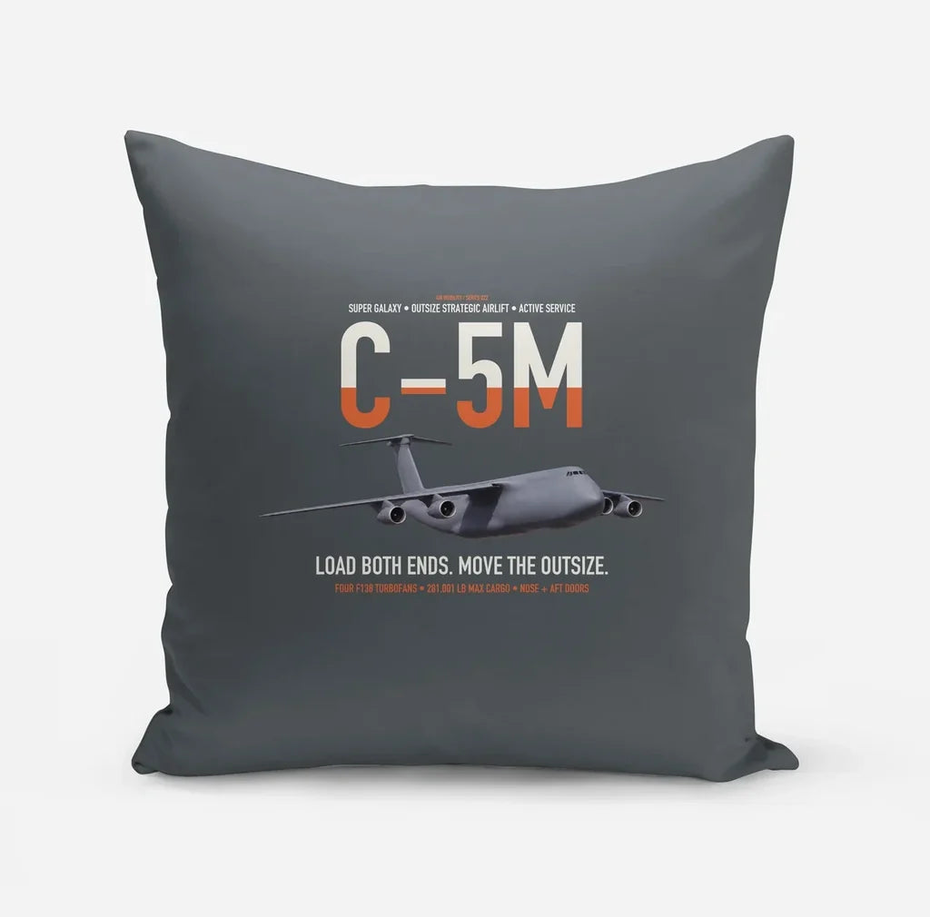 C-5M Super Galaxy design on gray pillow