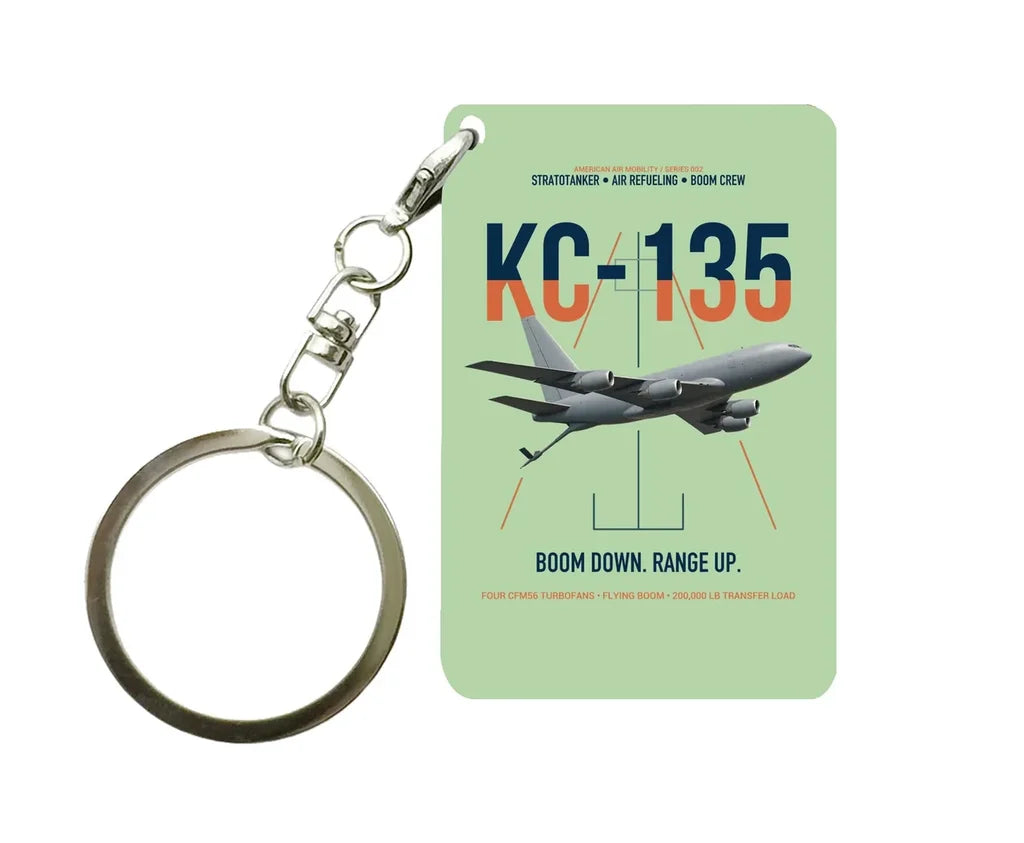 KC-135 STRATOTANKER design on light green designed key chain, double-side print