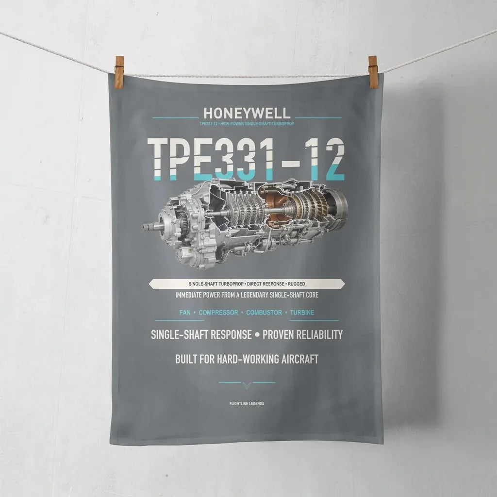 TPE331-12 design on gray towel