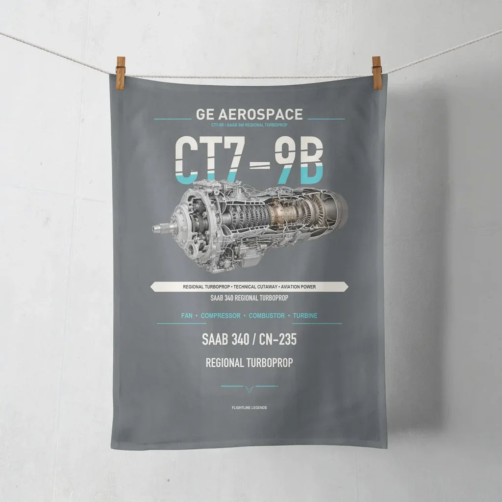 CT7-9B design on gray towel