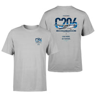 Thumbnail for Cessna 206 Stationair design on light gray t-shirt, double-side print