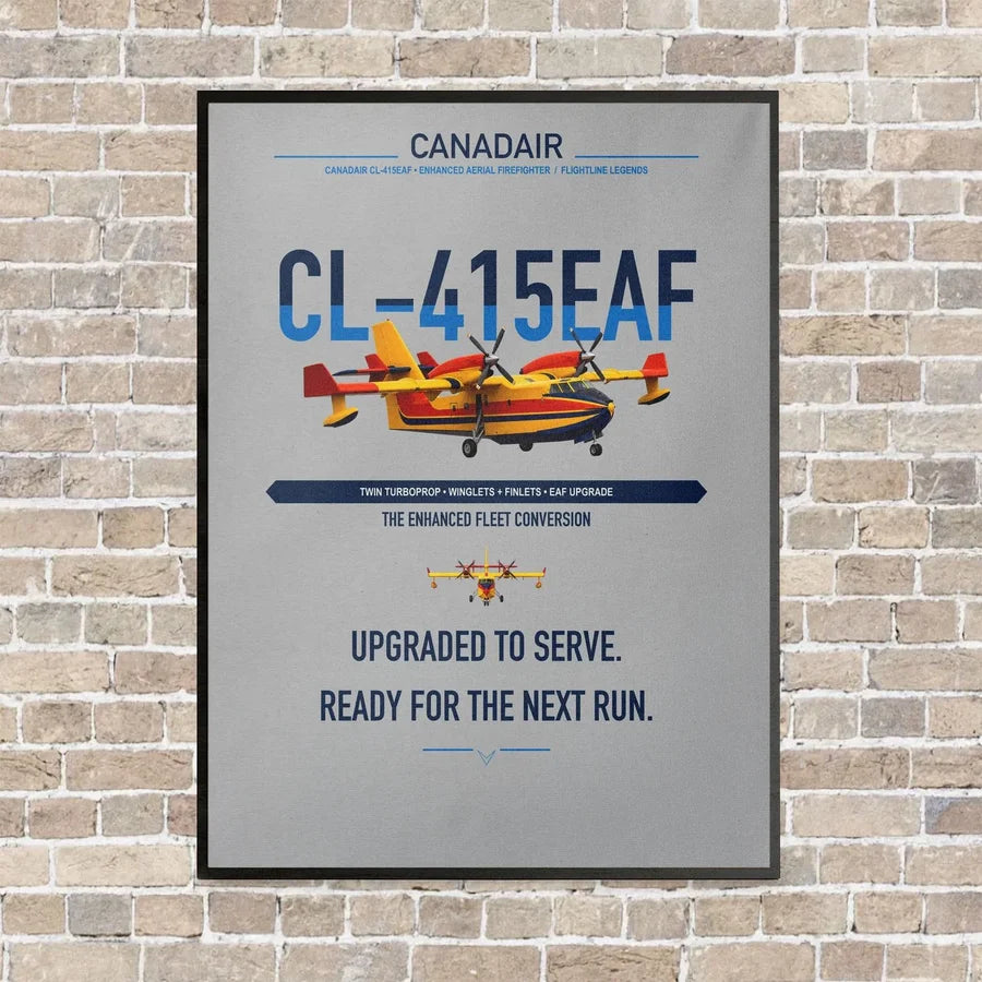 Canadair CL-415EAF vertical canvas print - framed - light gray background