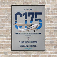 Thumbnail for Cessna 175 Skylark vertical canvas print - framed - light gray background
