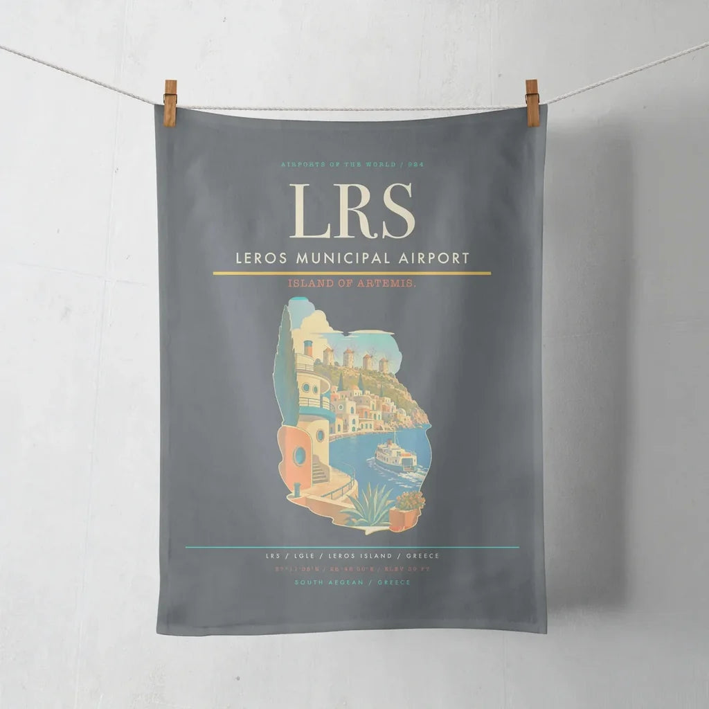 Leros Municipal Airport (LRS) design on gray towel