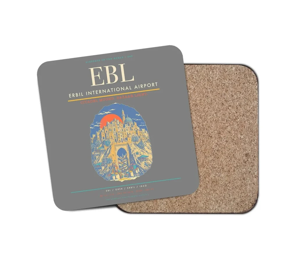 Erbil International Airport (EBL) design on gray 1 piece coaster