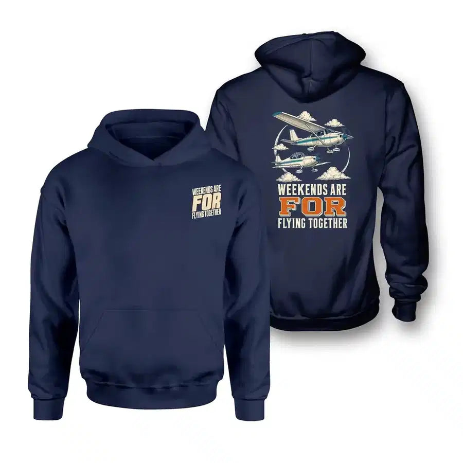 SIGNAL 544 - Weekends Are For Flying Together - Double-Side Hoodie design on navy blue double side hoodie