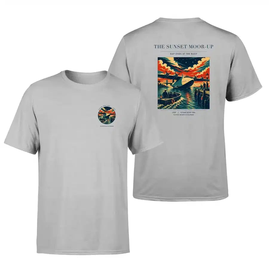 VINTAGE G4277 - The Sunset Moor-Up - Double-Side T-Shirt design on lightgray double side t shirt