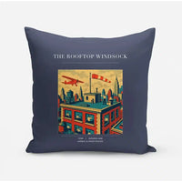 Thumbnail for VINTAGE G4312 - The Rooftop Windsock - Designed Pillows design on navyblue