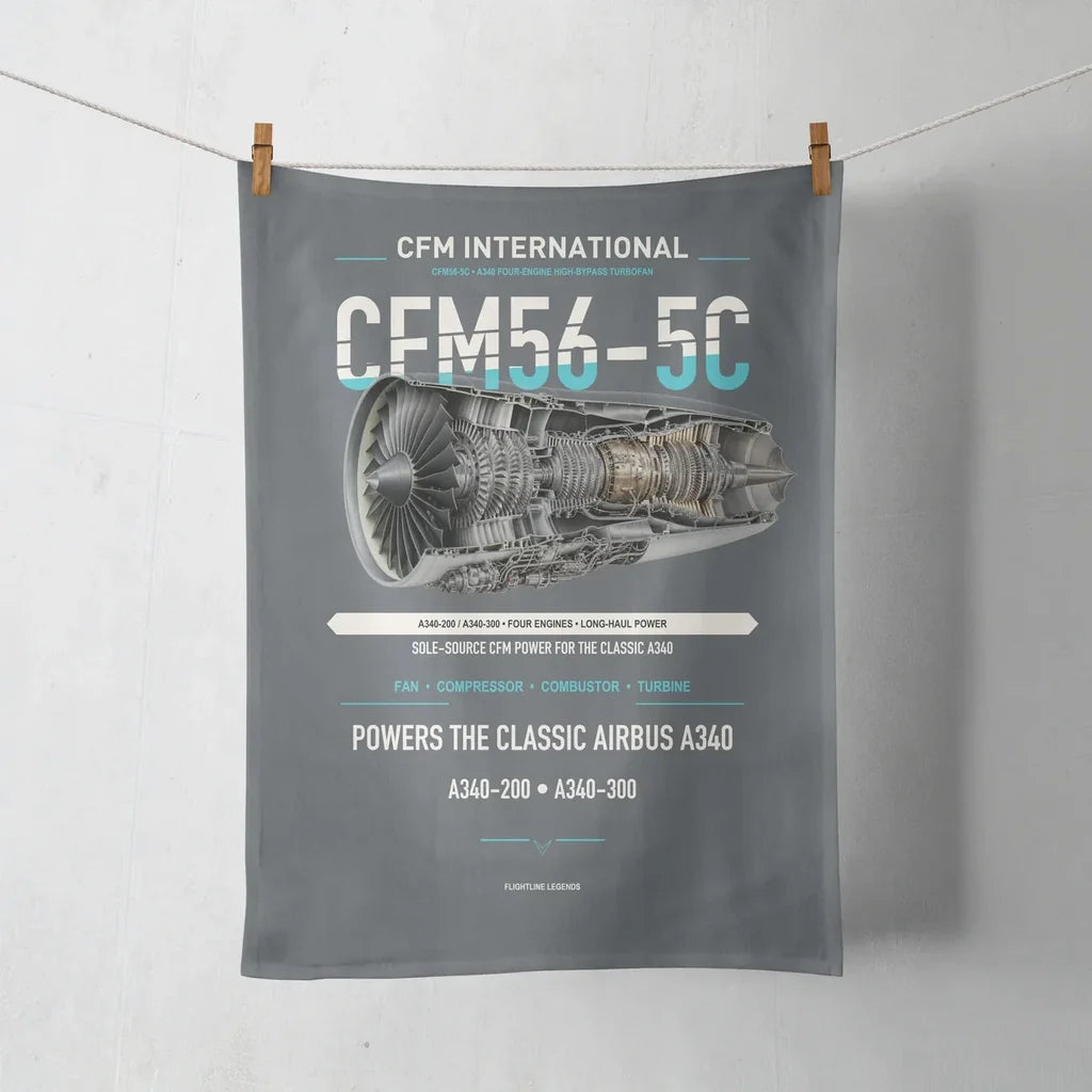 CFM56-5C design on gray towel