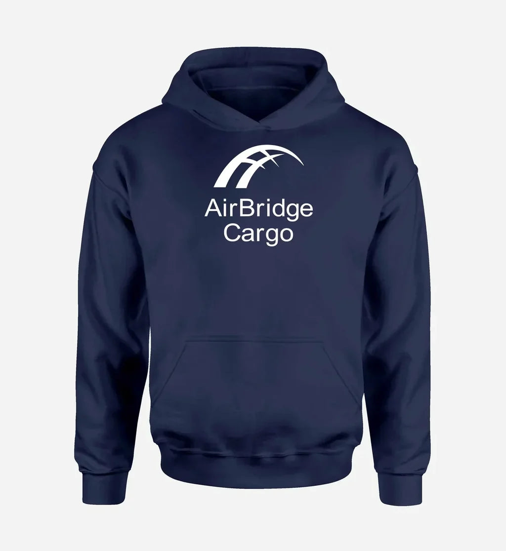 AirBridgeCargo logo printed on navy blue hoodie