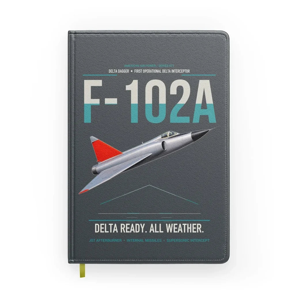 F-102A Delta Dagger design on gray notebook