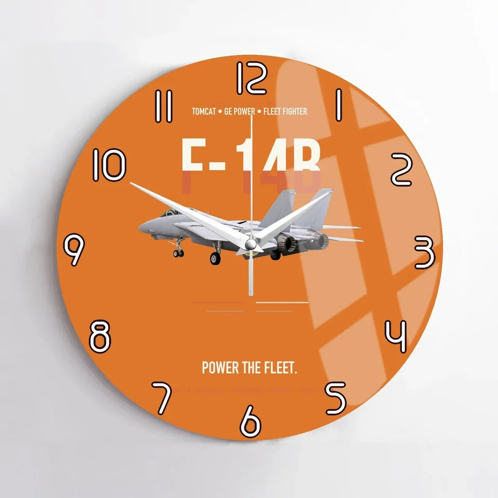 F-14B Tomcat Power The Fleet design on orange no frame wall clock