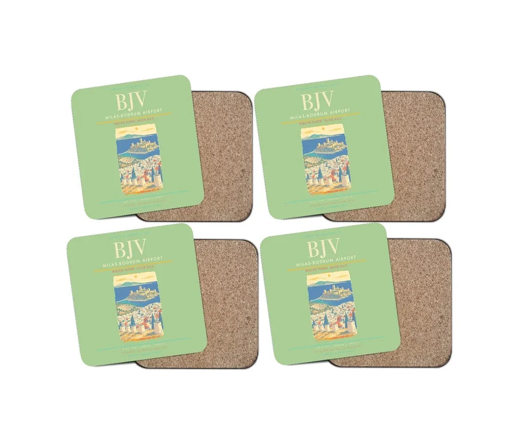 Milas-Bodrum Airport BJV Coaster 4-Pieces-Set - Light Green