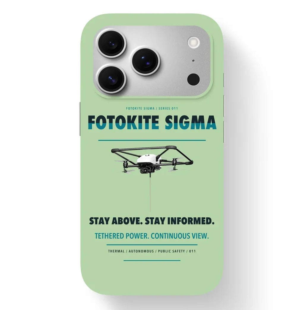 Fotokite Sigma Case design on light green iphone case