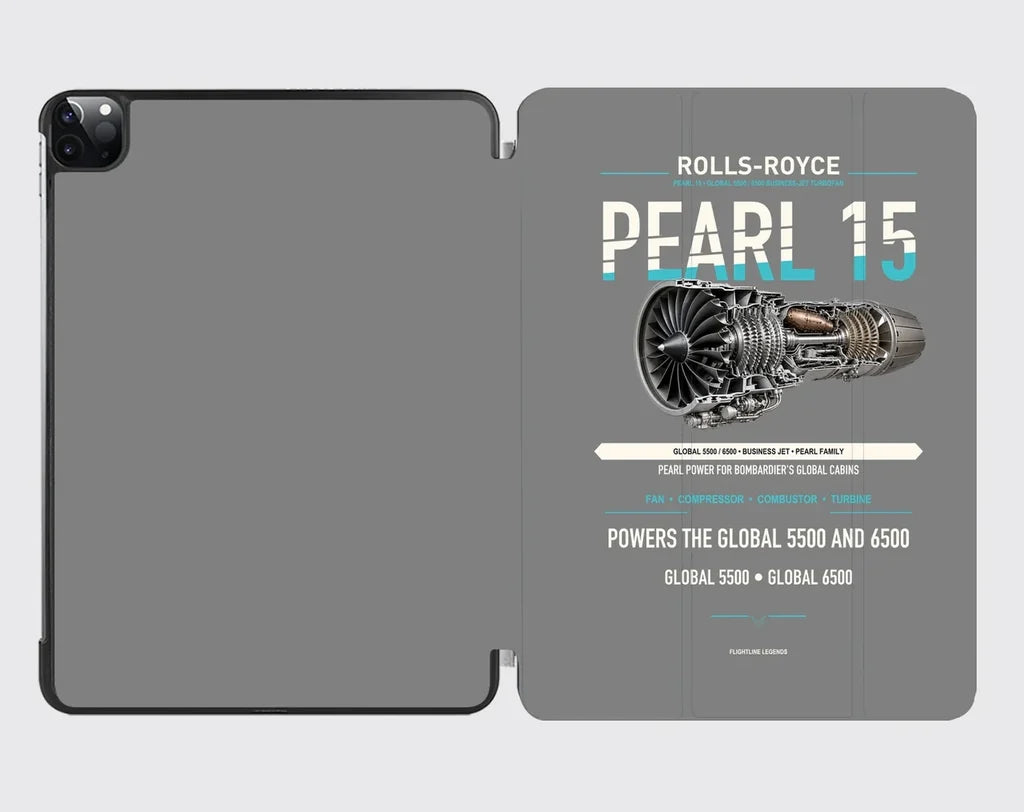 PEARL 15 design on gray ipad tablet case