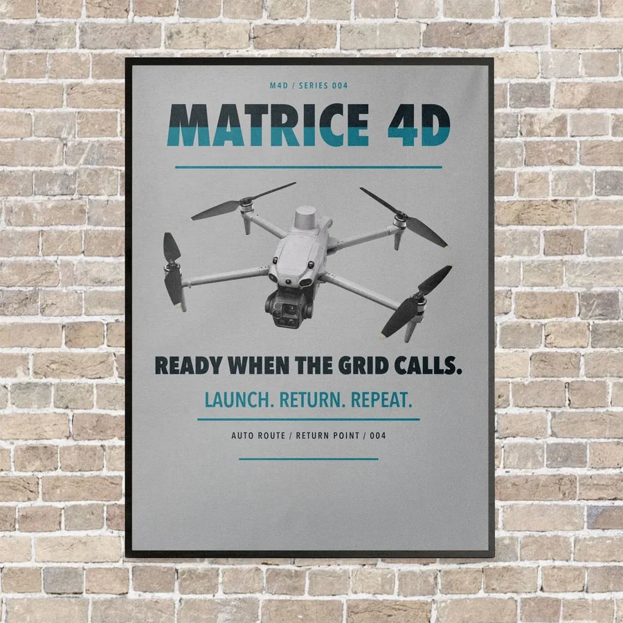 DJI Matrice 4D vertical canvas print - framed - light gray background