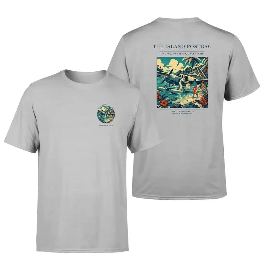 VINTAGE G4154 - The Island Postbag - Double-Side T-Shirt design on lightgray double side t shirt