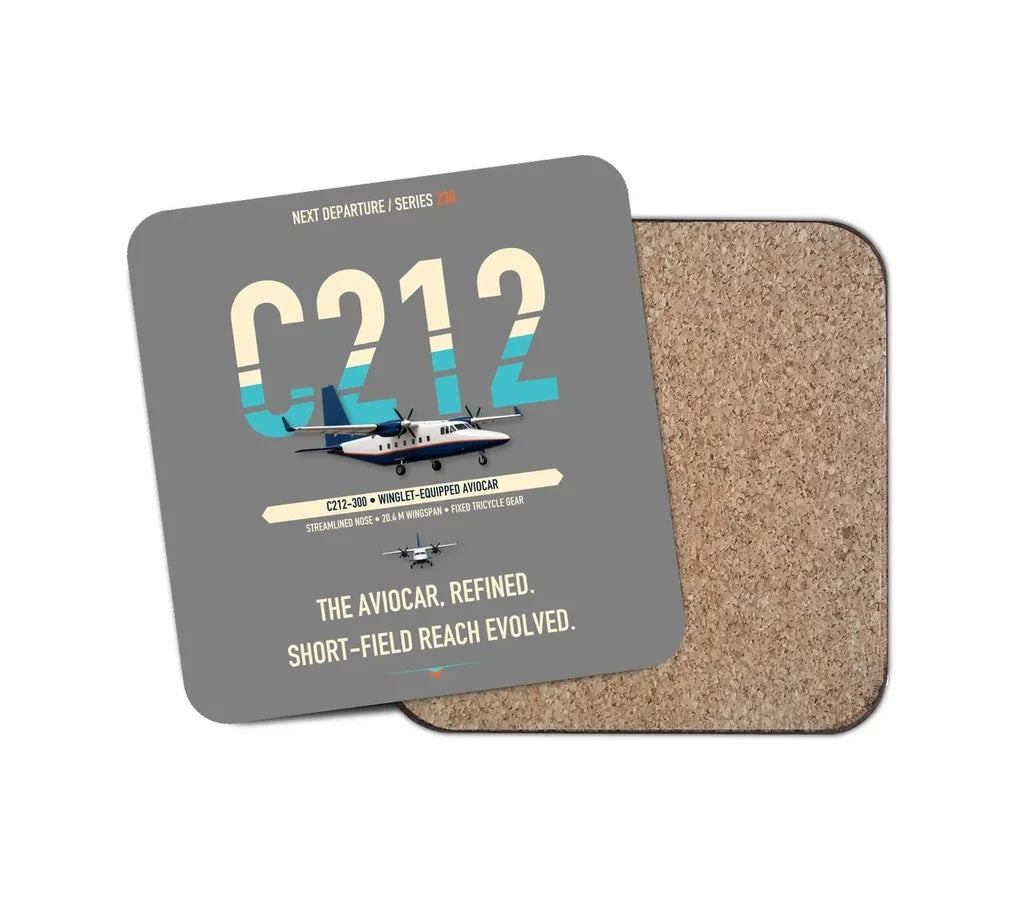 CASA C-212-300 Aviocar design on gray 1 piece coaster