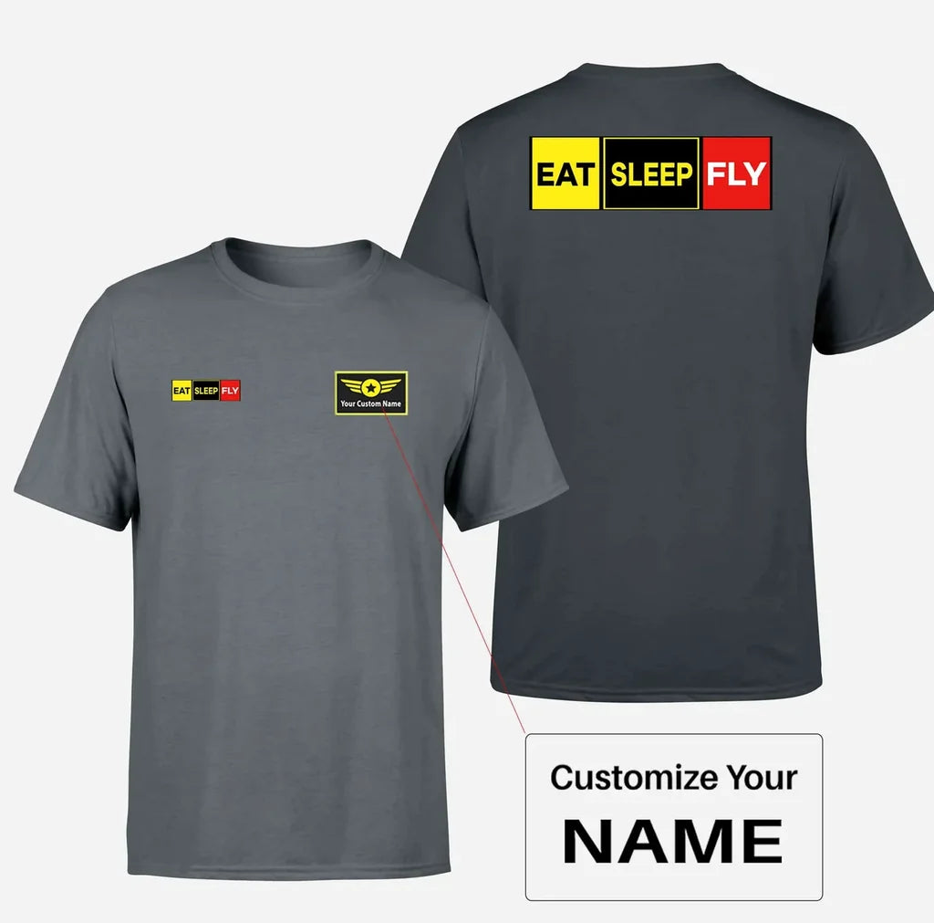 Eat Sleep Fly (Colourful) Designed Double-Side T-Shirts - view 11