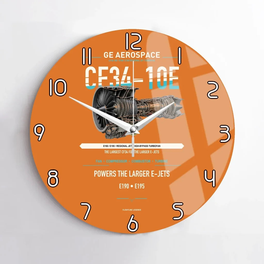 CF34-10E design on orange no frame wall clock