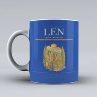 Thumbnail for León Airport (LEN) airport code design on blue ceramic mug