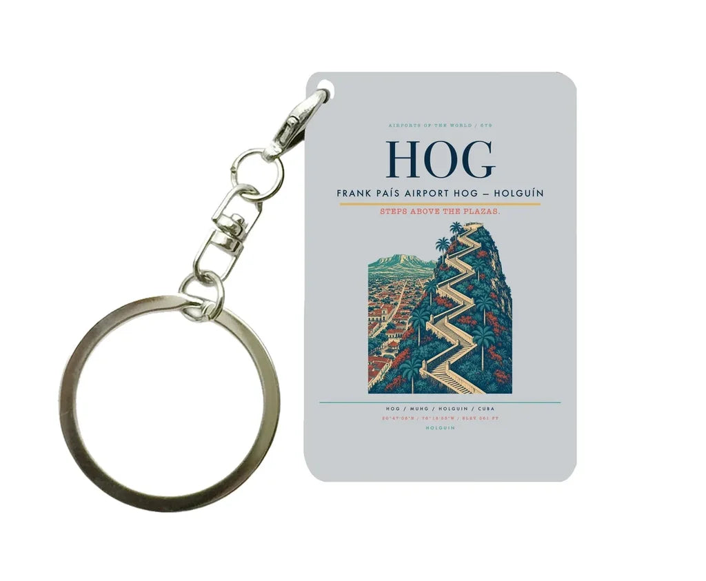 Frank País Airport (HOG) design on light gray key chain