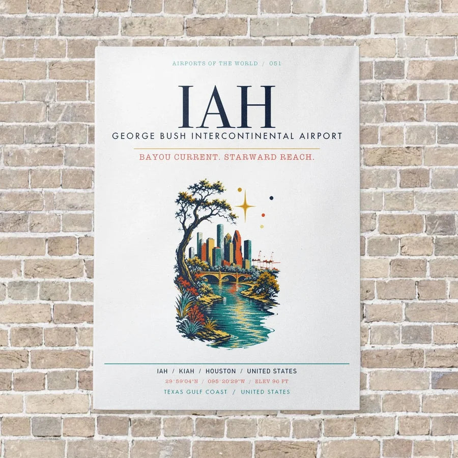 Houston George Bush Intercontinental Airport IAH vertical canvas print - no frame - white background