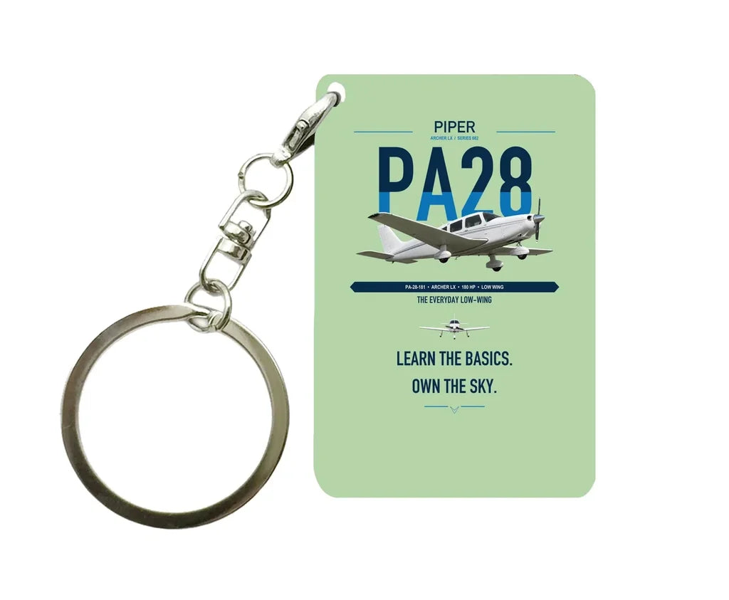 Piper PA-28-181 Archer LX design on light green designed key chain, double-side print