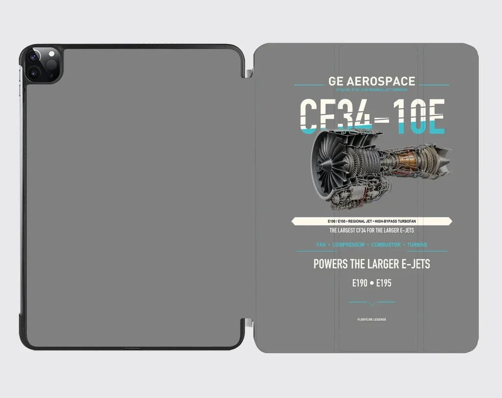 CF34-10E design on gray ipad tablet case