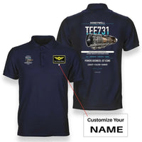 Thumbnail for TFE731 design on navy blue polo with custom name badge