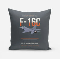 Thumbnail for F-16C Fighting Falcon See All Around Turn Inside design on gray pillow