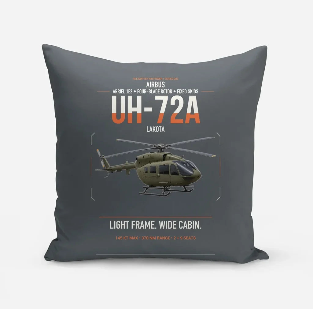 Airbus UH-72A Lakota design on gray pillow