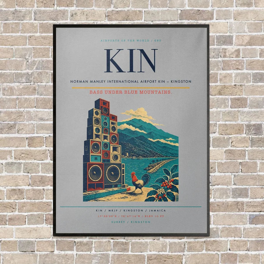 Norman Manley International Airport KIN — Kingston vertical canvas print - framed - light gray background