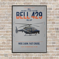 Thumbnail for Bell 429 vertical canvas print - framed - light gray background