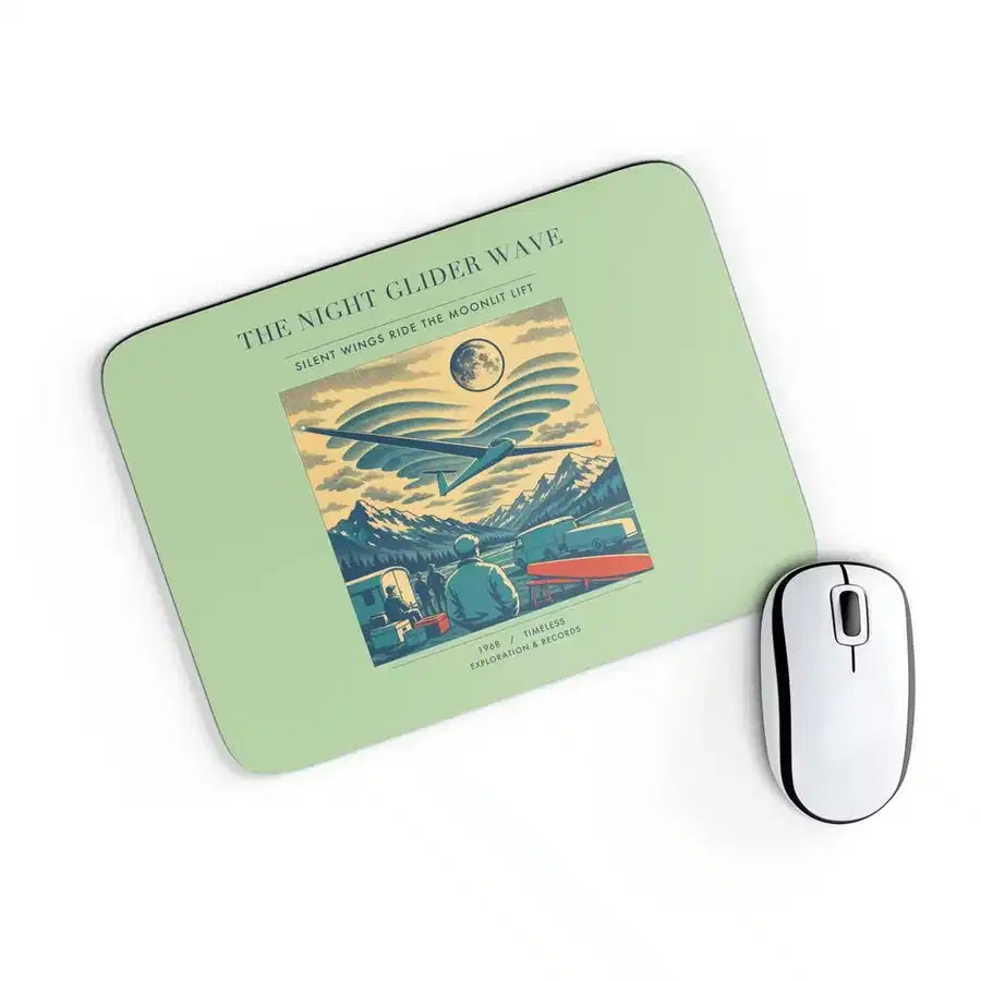 VINTAGE G4473 - The Night Glider Wave - Designed Mouse Pads design on lightgreen rectangle